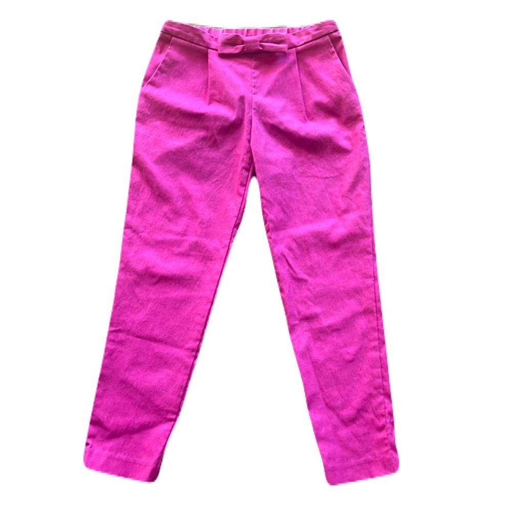 Milly Minis Pink Satin Side Zipper Bow on Waist Pants Girls Size 10